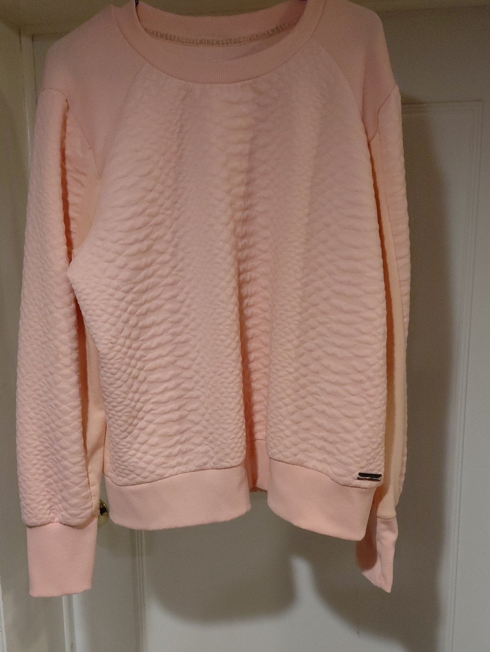 Nine West Soft Pink Quilted Crewneck Sweatshirt